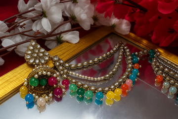 Royal Kundan Multi-Color Beaded Kaanchain Set