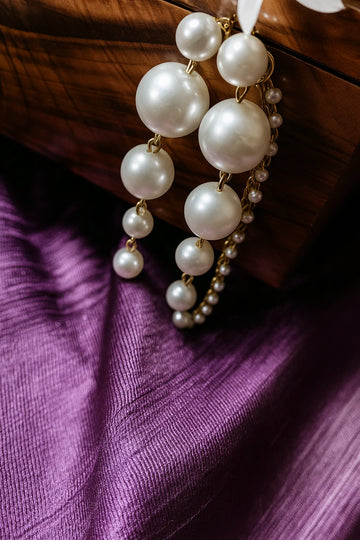 Elegant Gold-Plated Layered Pearl Drop Earrings