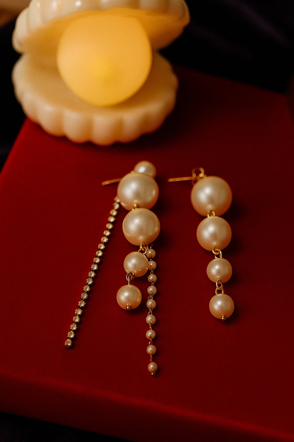 Elegant Gold-Plated Layered Pearl Drop Earrings