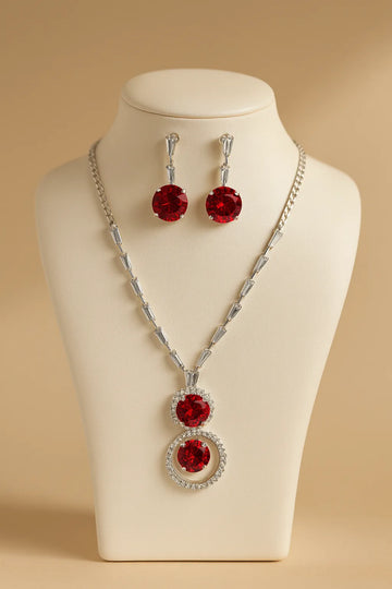 Sterling Ruby Red Crystal Necklace