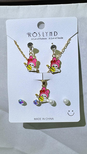 Elyviya Melody Bunny Earring & Necklace Set