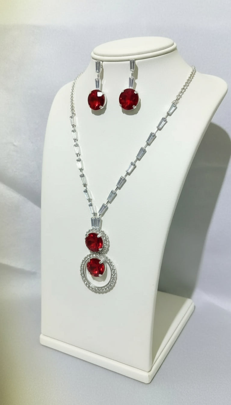 Sterling Ruby Red Crystal Necklace